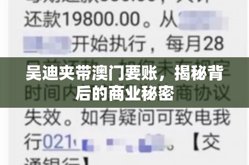 吴迪夹带澳门要账，揭秘背后的商业秘密
